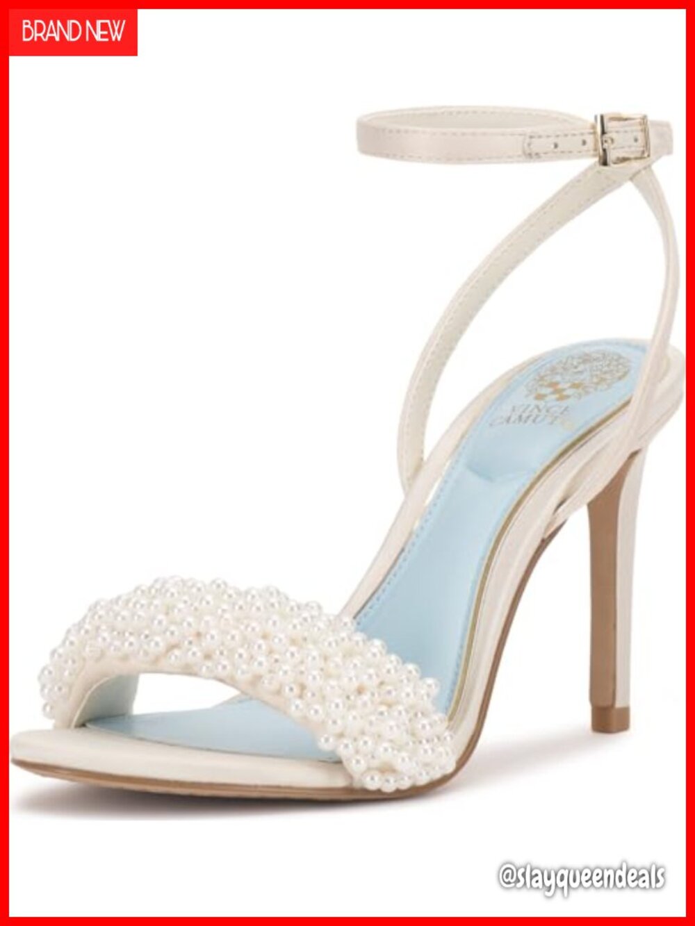 Satin Beaded Ankle Strap Stiletto Heeled Sandals